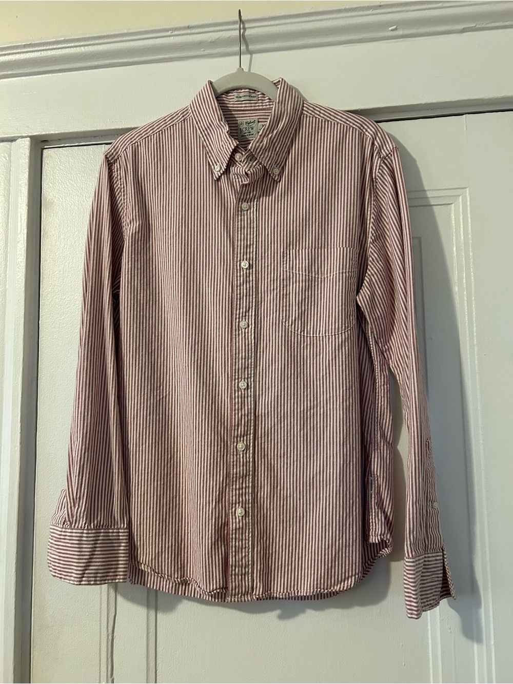 J Crew Men’s Oxford Stripe Shirt - Red